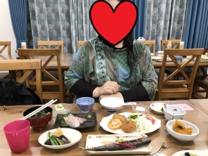 民宿での夕食 民宿での夕食